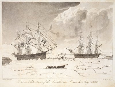 Perilous situation of the Isabella and Alexander, 7th August 1818, illustration from 